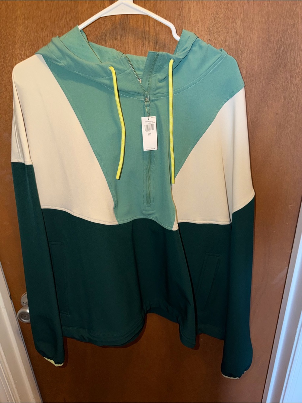 Old Navy Green & White Colorblock Hooded Pullover Jacket